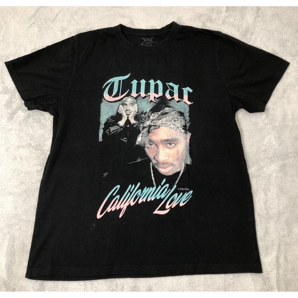 2Pac Tupac Shakur Shirt Mens Medium Black Pink Blue California Love Music Rapper